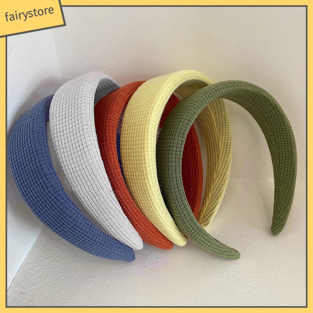 Băng Đô Dệt Kim Bản Rộng Họa Tiết Kẻ Sọc Màu Sắc Trơn Dành Cho Nữ Rửa Mặt