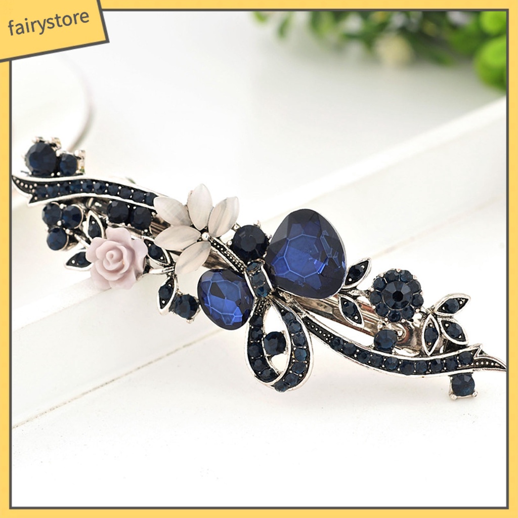 Kẹp Tóc Hình Hoa Đính Đá Lấp Lánh Phong Cách Vintage