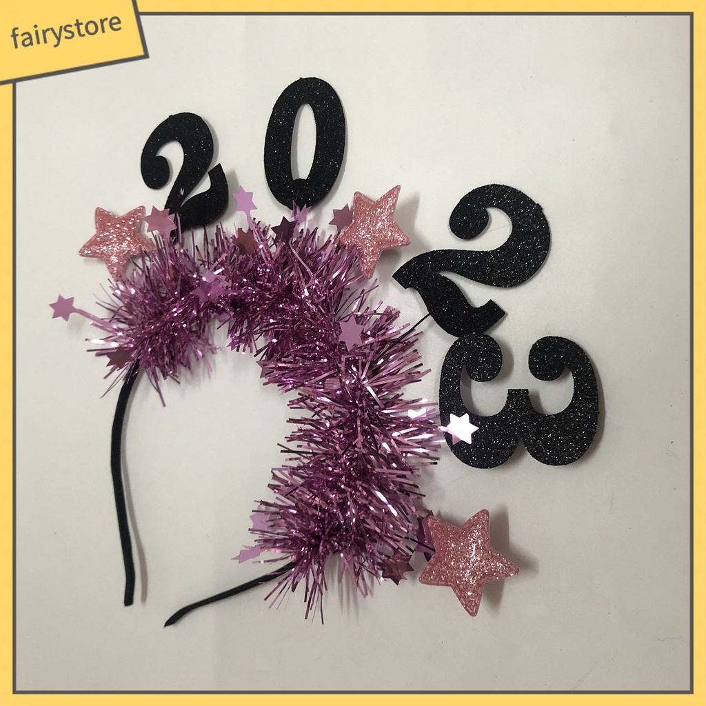 Băng Đô Cài Tóc Đính Chữ Số Và Ngôi Sao Lấp Lánh Mừng Năm Mới 2023