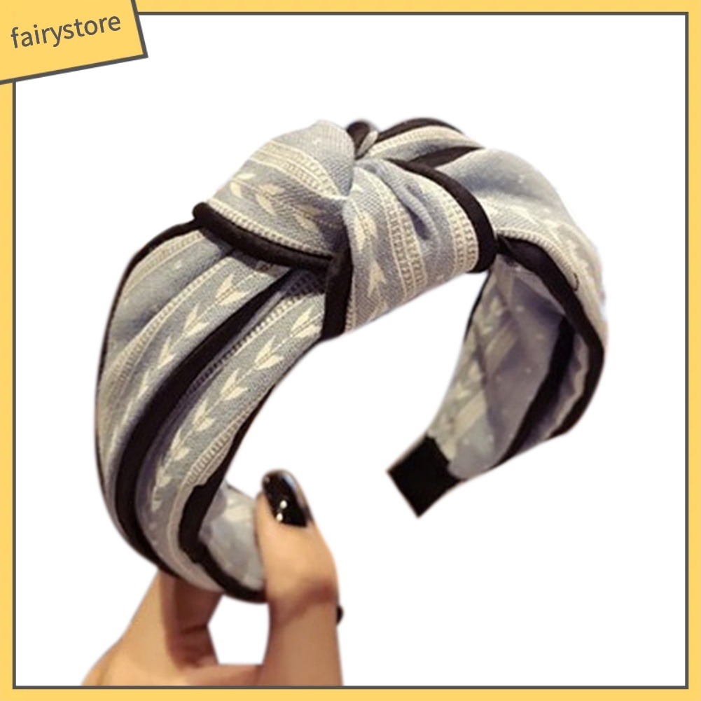 Băng Đô Vải Bản Rộng Thắt Nút Họa Tiết Lá Thời Trang Cho Nữ