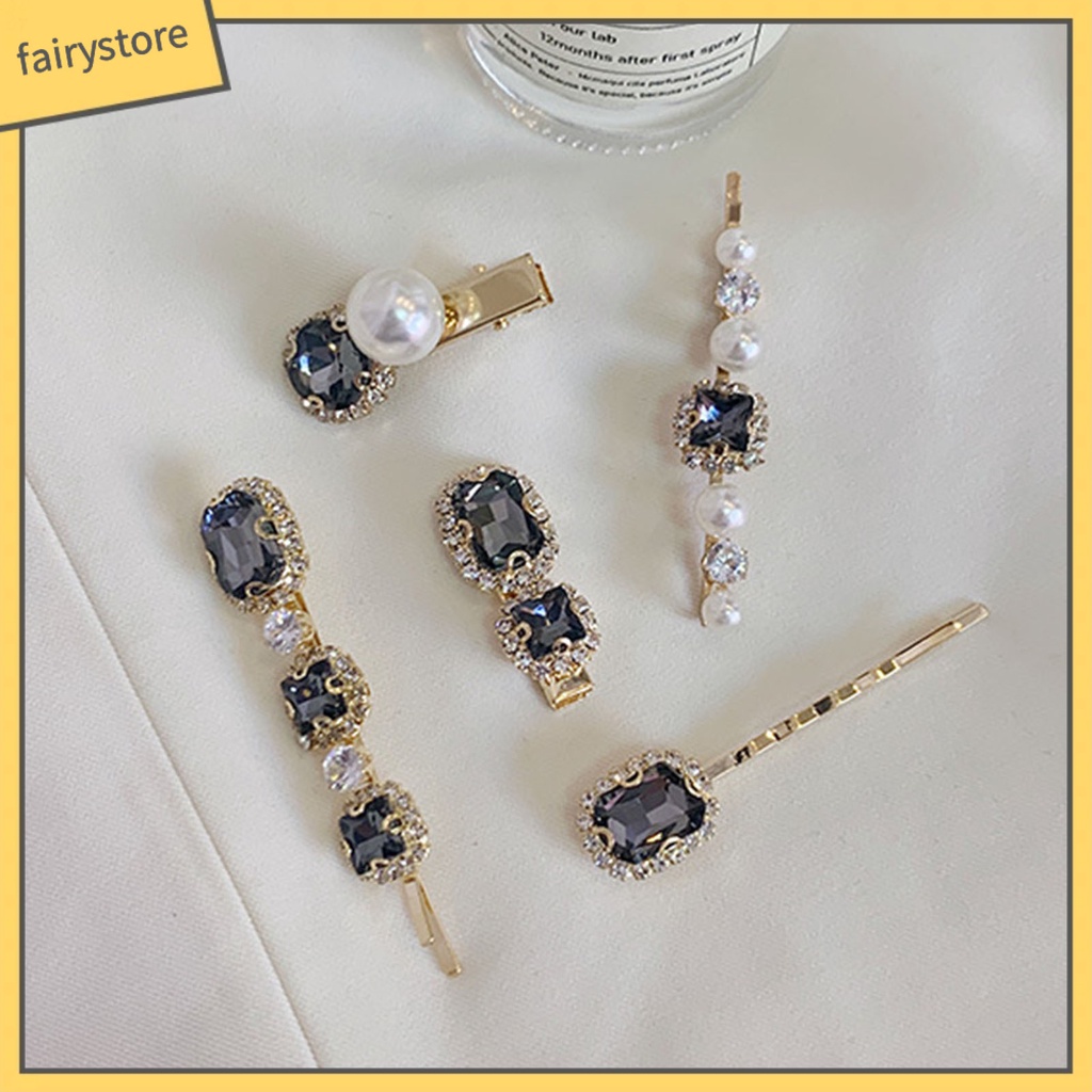 Set 5 Kẹp Tóc Đính Ngọc Trai Giả Lấp Lánh Thanh Lịch Dành Cho Nữ