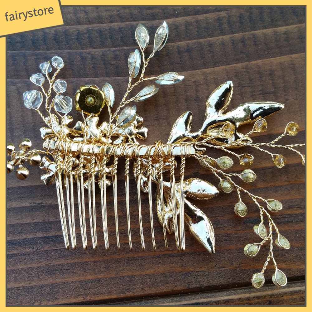 Lược Cài Tóc Hình Hoa Đính Đá Trang Nhã Cho Cô Dâu