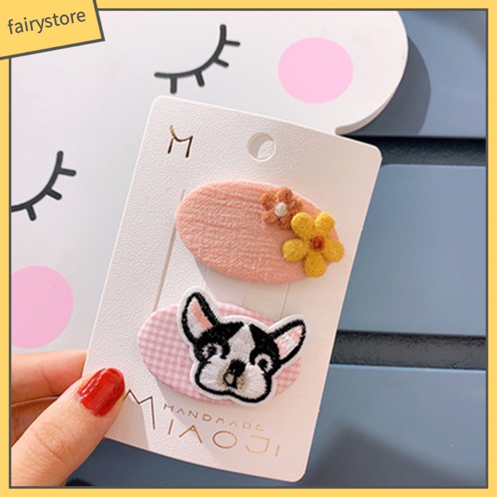 Set 2 Kẹp Tóc Hình Hoa / Động Vật Dễ Thương Cho Bé Gái