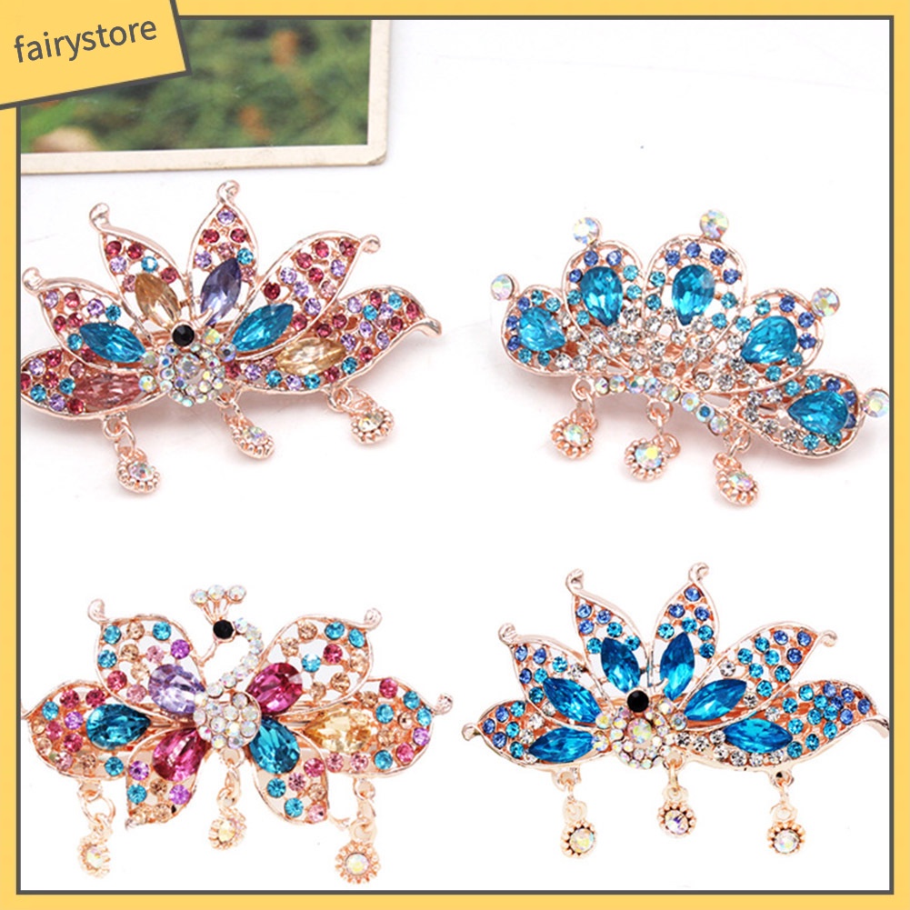 Kẹp Tóc Hình Bướm Và Chim Công Đính Đá Sang Trọng Cho Nữ