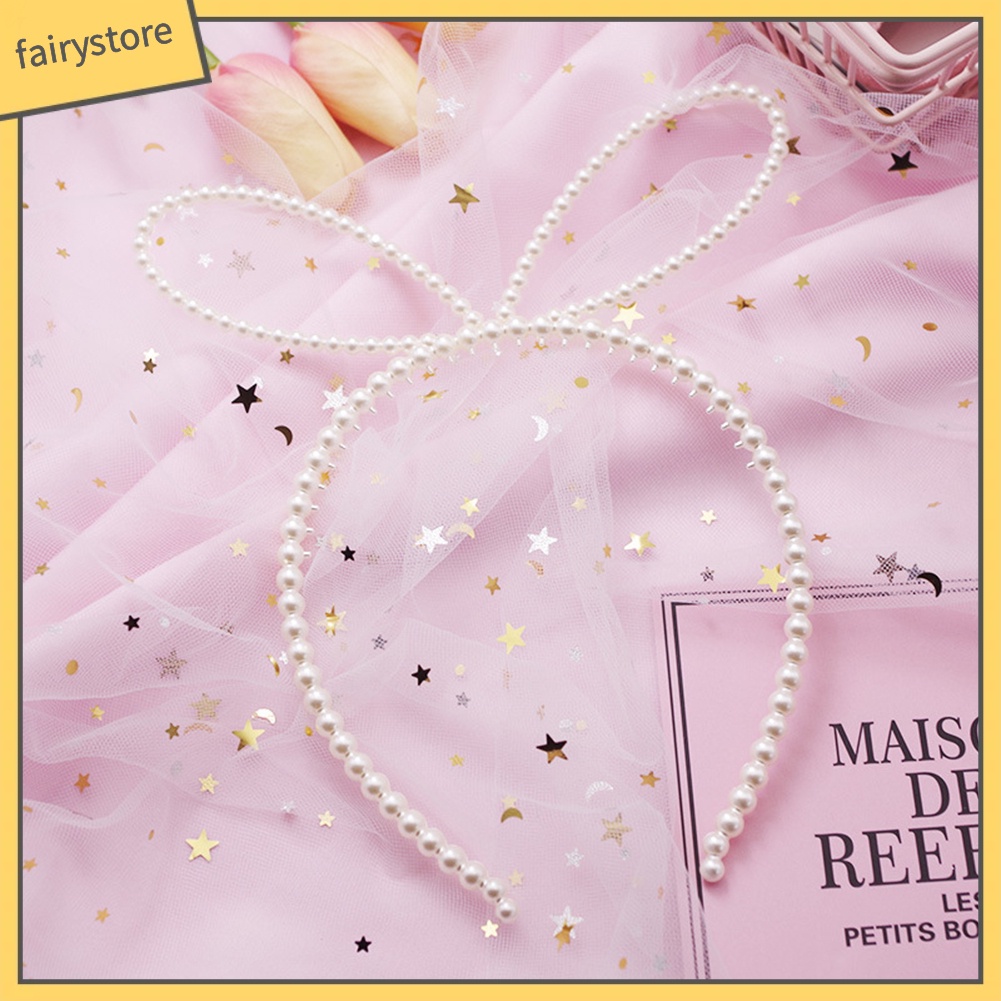 Băng Đô Tai Thỏ Đính Ngọc Trai Giả Thời Trang