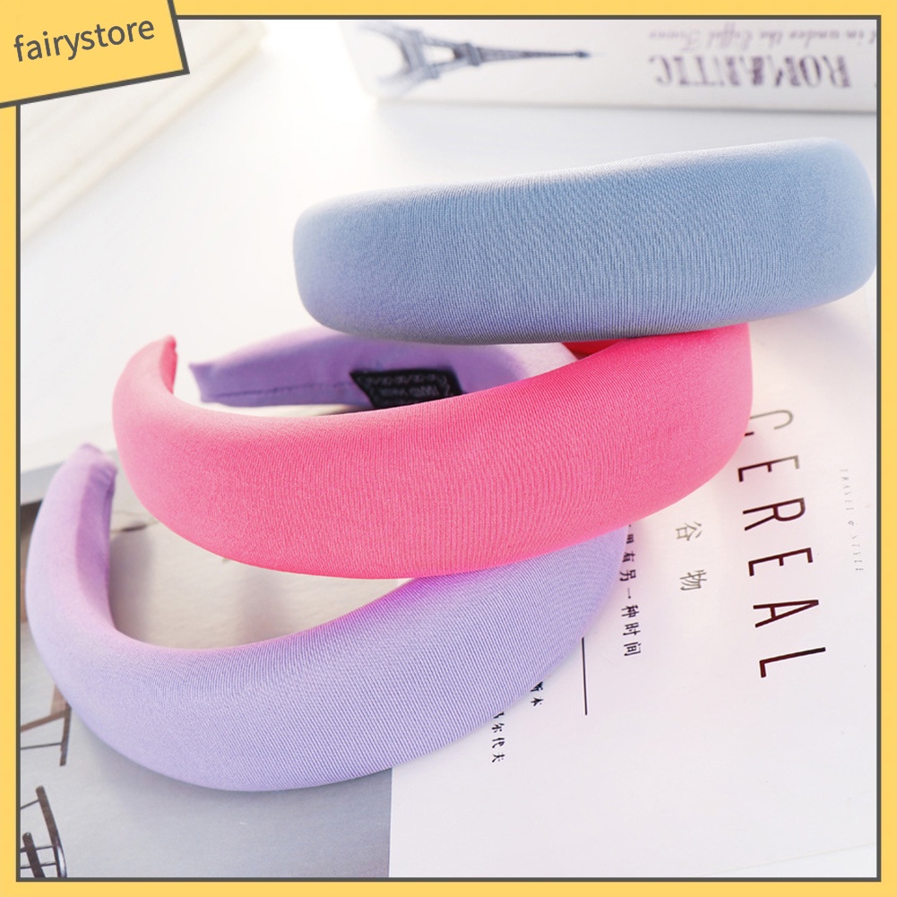 Băng Đô Cài Tóc Bằng Xốp Mềm Màu Trơn Thời Trang Cho Nữ