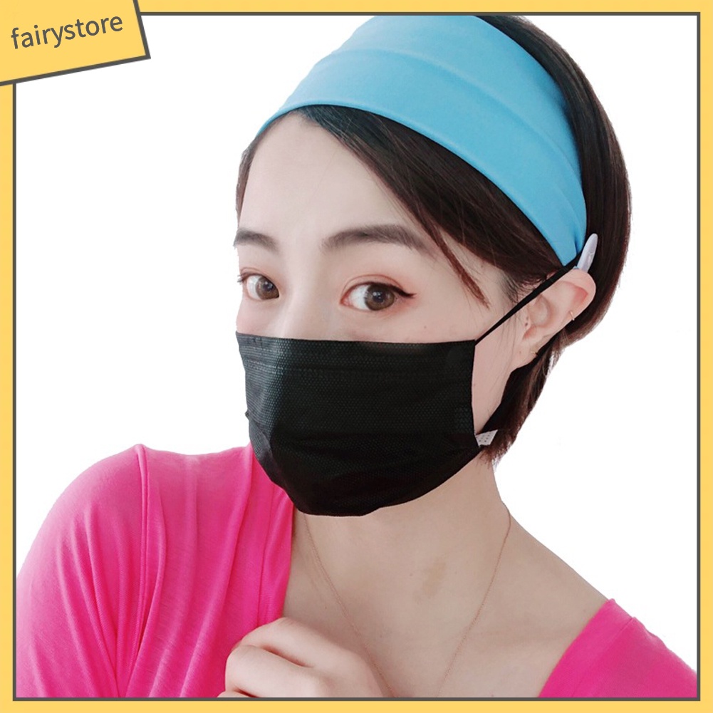 Băng Đô Cài Tóc Co Giãn Thấm Hút Mồ Hôi Phối Nút Dành Cho Nữ