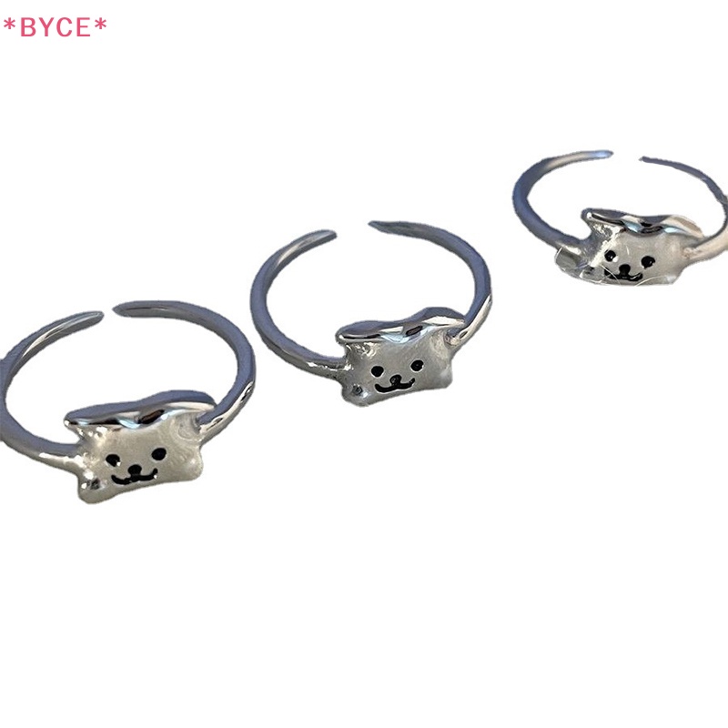 Nhẫn Mạ Bạc Hình Chú Chó Hoạt Họa Đáng Yêu Có Thể Điều Chỉnh Cho Nữ Mới