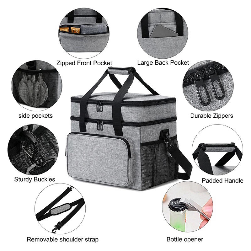 1 Túi Đựng Thức Ăn Làm Mát Màu Xám Cho Nam Và Nữ