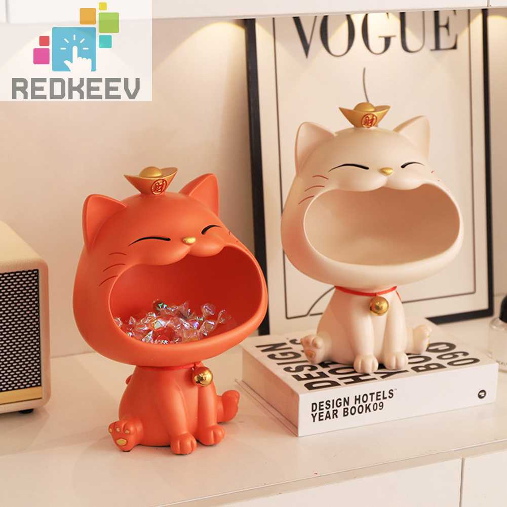 Giá Đỡ Chìa Khóa Bằng Nhựa Resin Hình Mèo May Mắn Cho Quán Cà Phê