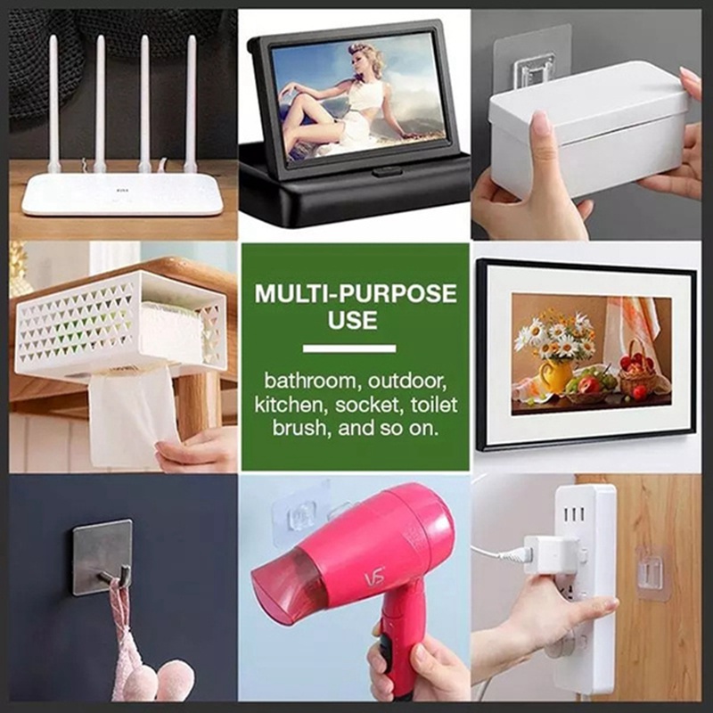 1 Cặp Móc Treo Đồ Dán Tường Trong Suốt Có Giác Hút Tiện Dụng Cho Nhà Bếp / Phòng Tắm