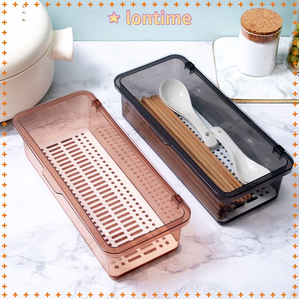 Hộp Đựng Dụng Cụ Ăn Ráo Nước Có Nắp Đậy Giá Đỡ