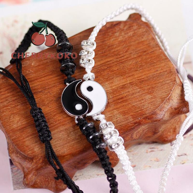 🍒🍒CHERRYKOKO Vòng tay bằng hợp kim thiết kế mặt dây kết hợp âm dương thời trang cho cặp đôi