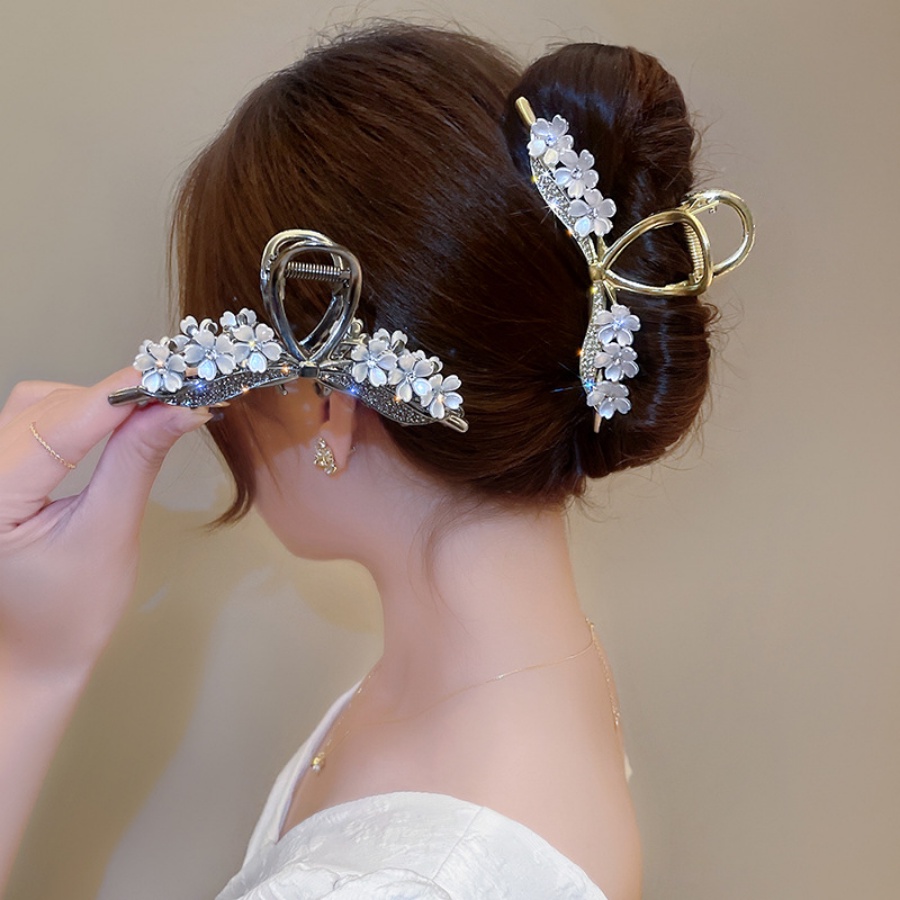 Kẹp Tóc Hình Nơ Đính Đá Lấp Lánh Bằng Hợp Kim Phong Cách Hàn Quốc Cho Nữ