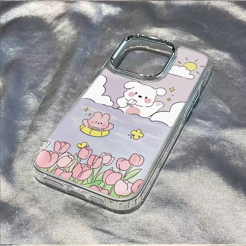 ✅Ốp Điện Thoại Mềm Chống Sốc Hình Hoa Tulip Và Thỏ Cho Iphone max8 / plus11 1314pro 7iPhone12 OF9K