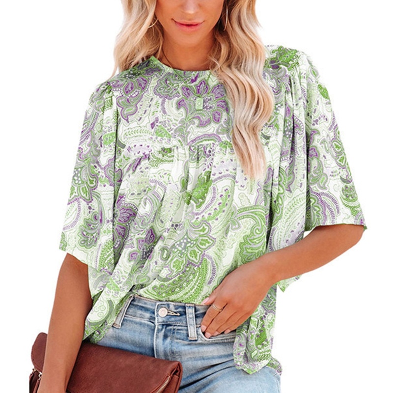 Áo Thun Tay Ngắn Họa Tiết Paisley Thời Trang Mùa Hè Cho Nữ