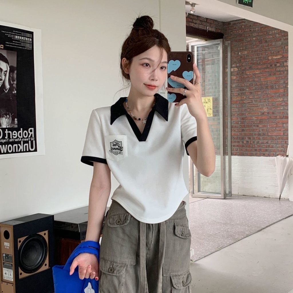 Áo Thun polo Tay Ngắn Cổ Đứng Thời Trang Cho Nữ