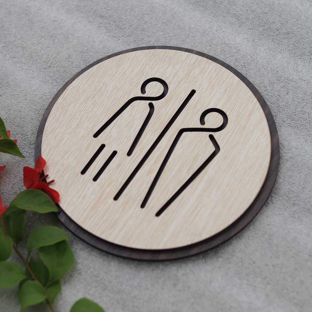 Bảng Gỗ Toilet Decor tròn dán tường