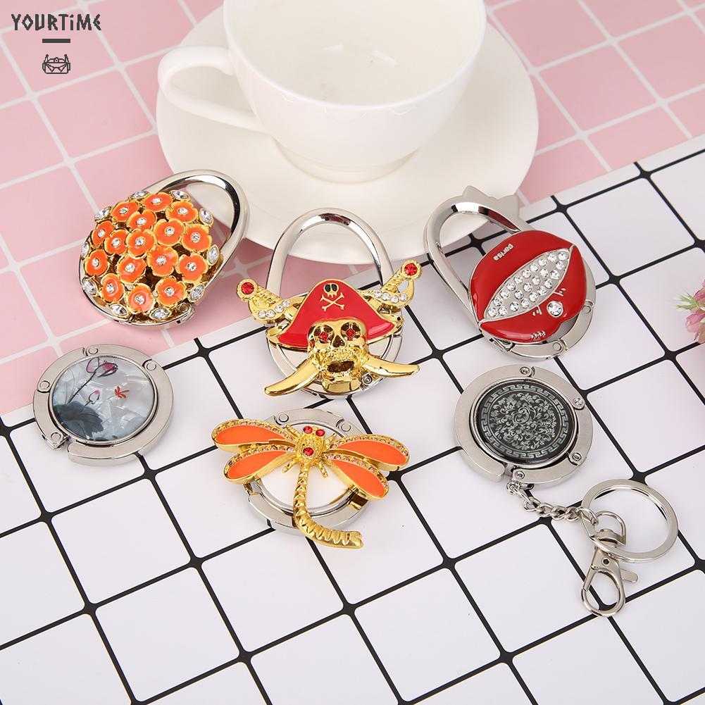 Móc Treo Túi Xách Bằng Hợp Kim Kẽm Đính Đá Gấp Gọn Tiện Dụng Giá Đ