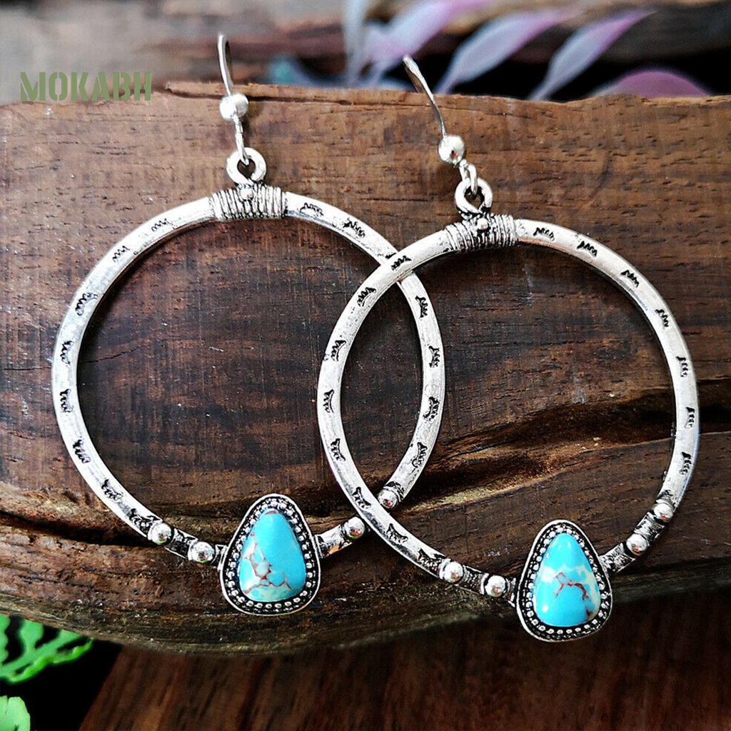 1 Đôi Bông Tai Hình Tròn Đính Đá Phong Cách Vintage Tinh Tế Dành Cho Nữ