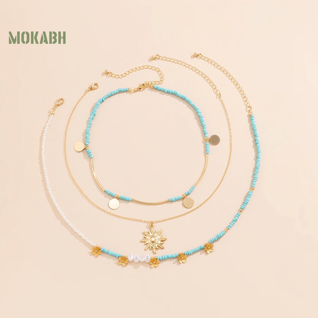 3 Vòng Cổ Nhiều Lớp Có Đính Hạt Ngọc Trai Và Kim Sa Theo Phong Cách Bohemia Dùng Làm Quà Sinh Nhật Cho Nữ