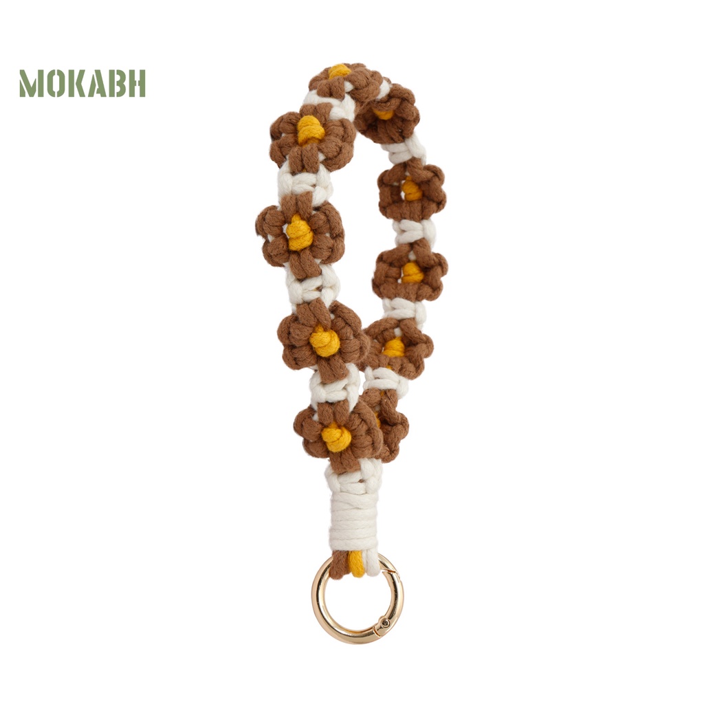 [Mok Abh] Móc Khóa / Vòng Đeo Tay / Móc Khóa Bằng Vải Dệt Thủ Công Mềm Mại Họa Tiết Hoa Phong Cách Bohemian