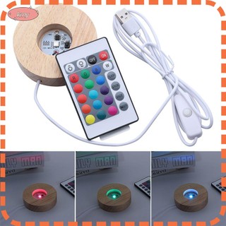 Đế gỗ tròn có đèn led thay đổi màu sắc độc đáo trang trí nhà cửa