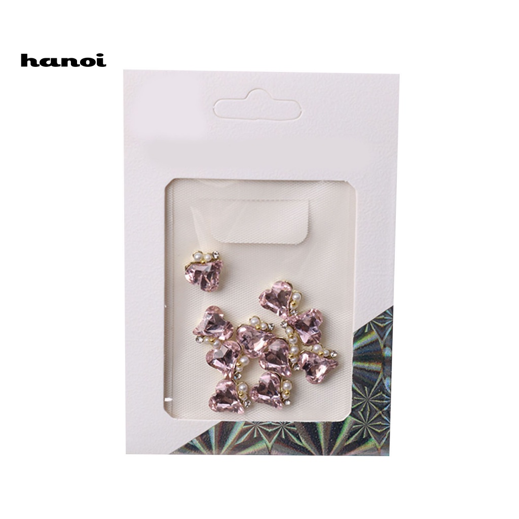 Set 10 Hạt Ngọc Trai Giả Trái Tim Ba Chiều Dán Móng Nghệ Thuật DIY