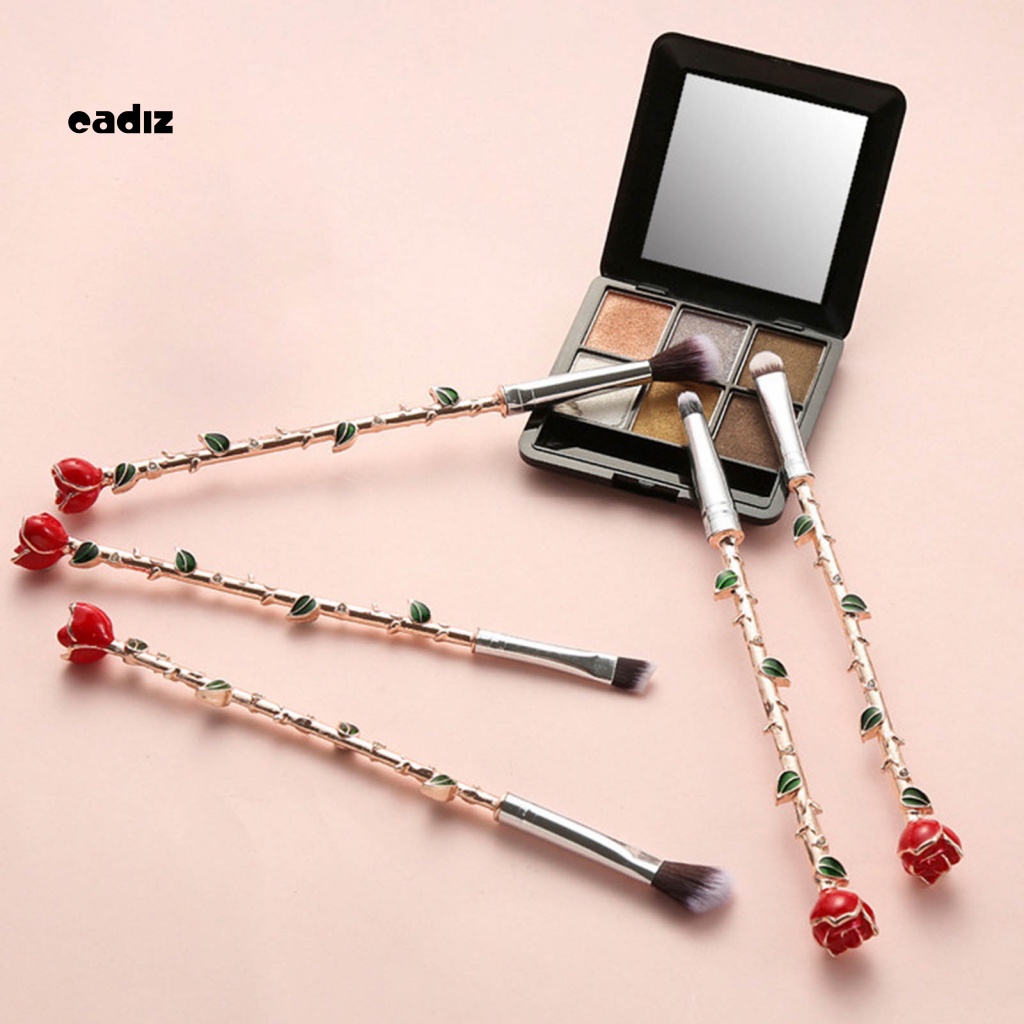 Bộ 5 Cọ Trang Điểm Chống Trượt Hình Hoa Hồng Dành Cho Nữ