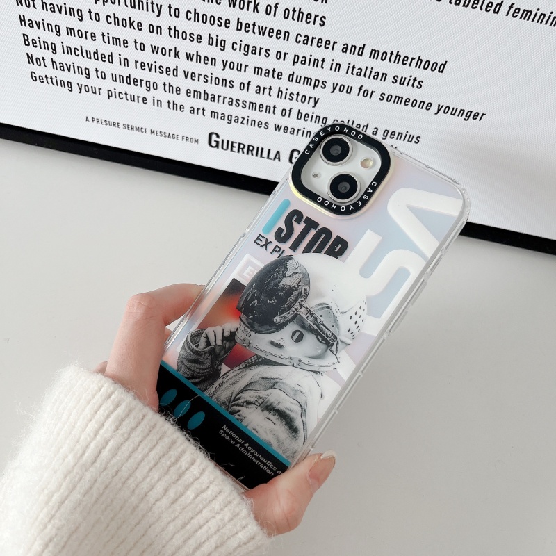 Ốp Điện Thoại Dẻo Màu Gradient Họa Tiết Phi Hành Gia &amp; Logo Spaceman Độc Đáo Chống Sốc Cho iPhone 14 13 12 11 Pro Max 14 Plus