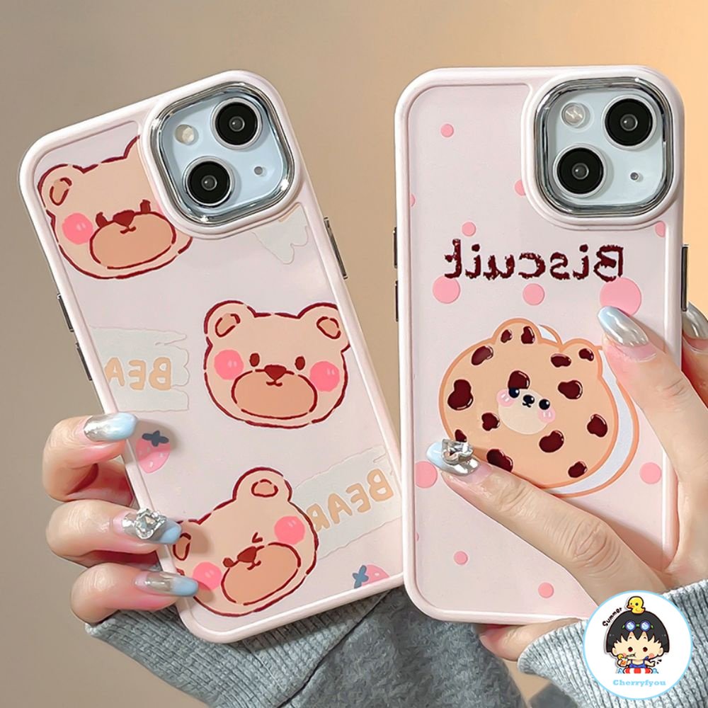 Ốp Điện Thoại TPU Mềm Chống Sốc Mạ Điện In Hình Gấu Bánh Donut Cho IPhone 11 14 13 12 Pro Max