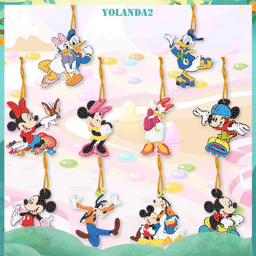 Bộ 10 Mặt Dây Chuyền Kiểu Hoạt Hình Đính Đá Tròn Tự Làm Dễ Thương