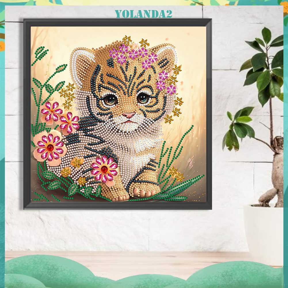 Tranh Đính Đá Hình Chú Hổ 5D Nghệ Thuật Tự Làm Thủ Công Treo Trang Trí Nội Thất