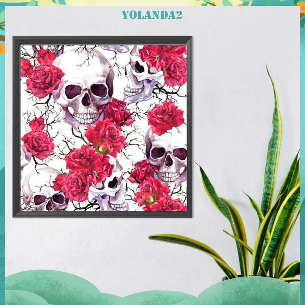 Tranh Đính Đá Kim Cương Toàn Bộ 5D DIY Hình Vẽ Bộ Xương Hoa Hồng