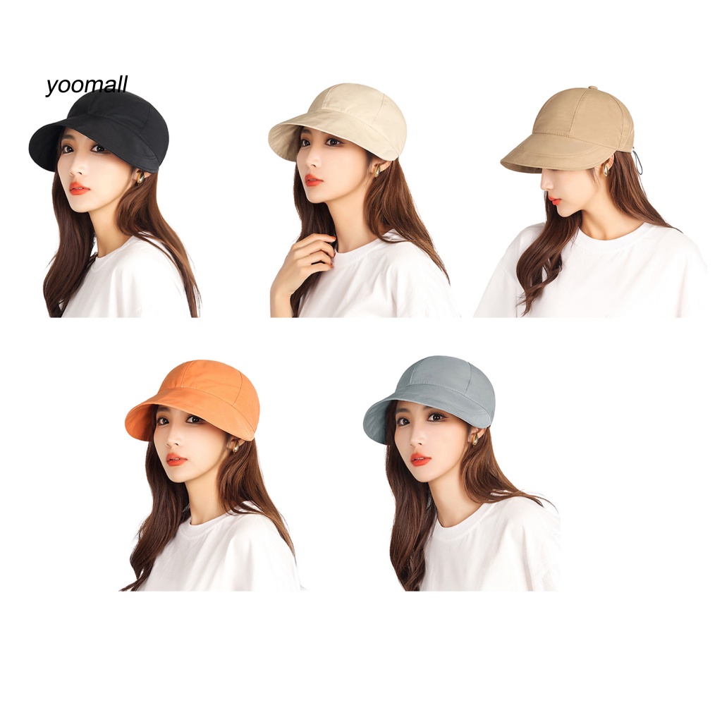 Mũ Rộng Vành Chống Nắng Thoáng Khí Có Dây Rút Màu Sắc Đơn Giản Cho Nữ
