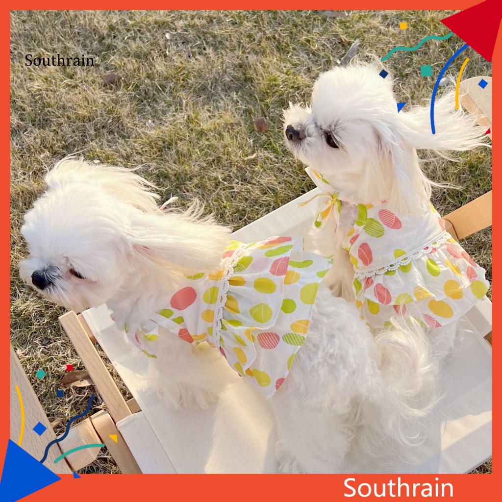 Đầm Hai Dây Dáng Dài In Họa Tiết Tươi Mới Thời Trang Cho Cún Cưng