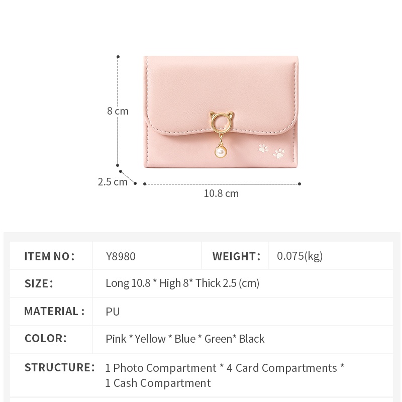 Ví Da PU Đính Ngọc Trai Đa Năng Dễ Thương Cho Nữ