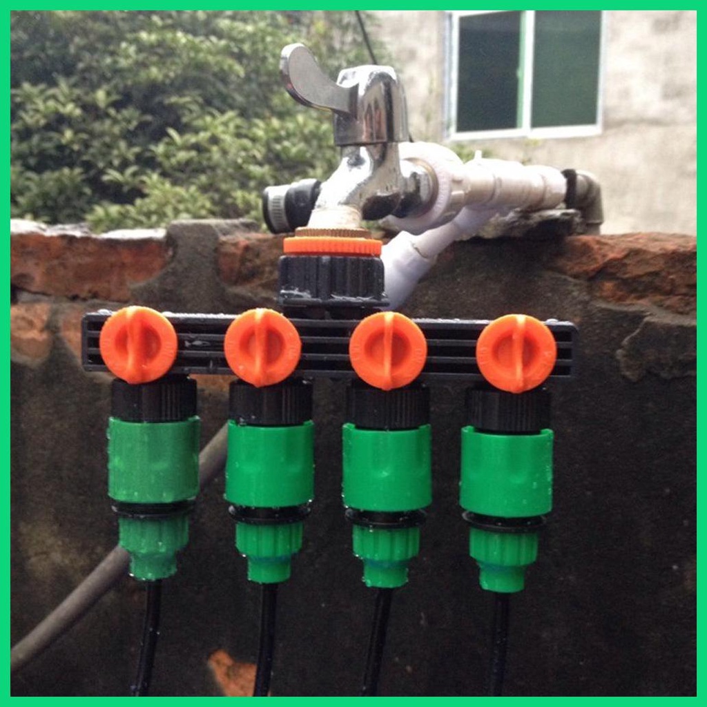 Đầu Nối Ống Nước Tưới Vườn 4 Cổng Có Van Tắt