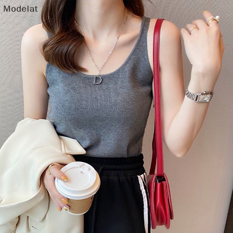 Áo Dệt Kim Sát Nách Dáng Rộng Màu Trơn Thời Trang Mùa Hè Cho Nữ