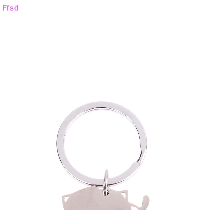 {Ffsd} Móc Chìa Khóa Bằng Thép Không Gỉ Hình Mèo Hoạt Hình Dễ Thương Trang Trí Túi Xách * Bán