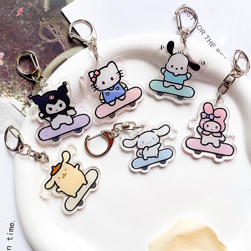 beautycoco🍊Mới Móc Khóa Hình Ván Trượt Sanrio Chất Liệu Acrylic
