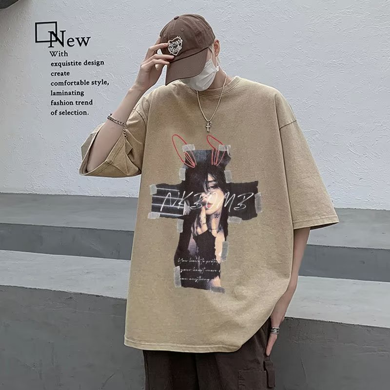 Áo Thun Tay Lỡ In Họa Tiết Phong Cách Hip Hop Âu Mỹ Thời Trang Đường Phố Mới 2023