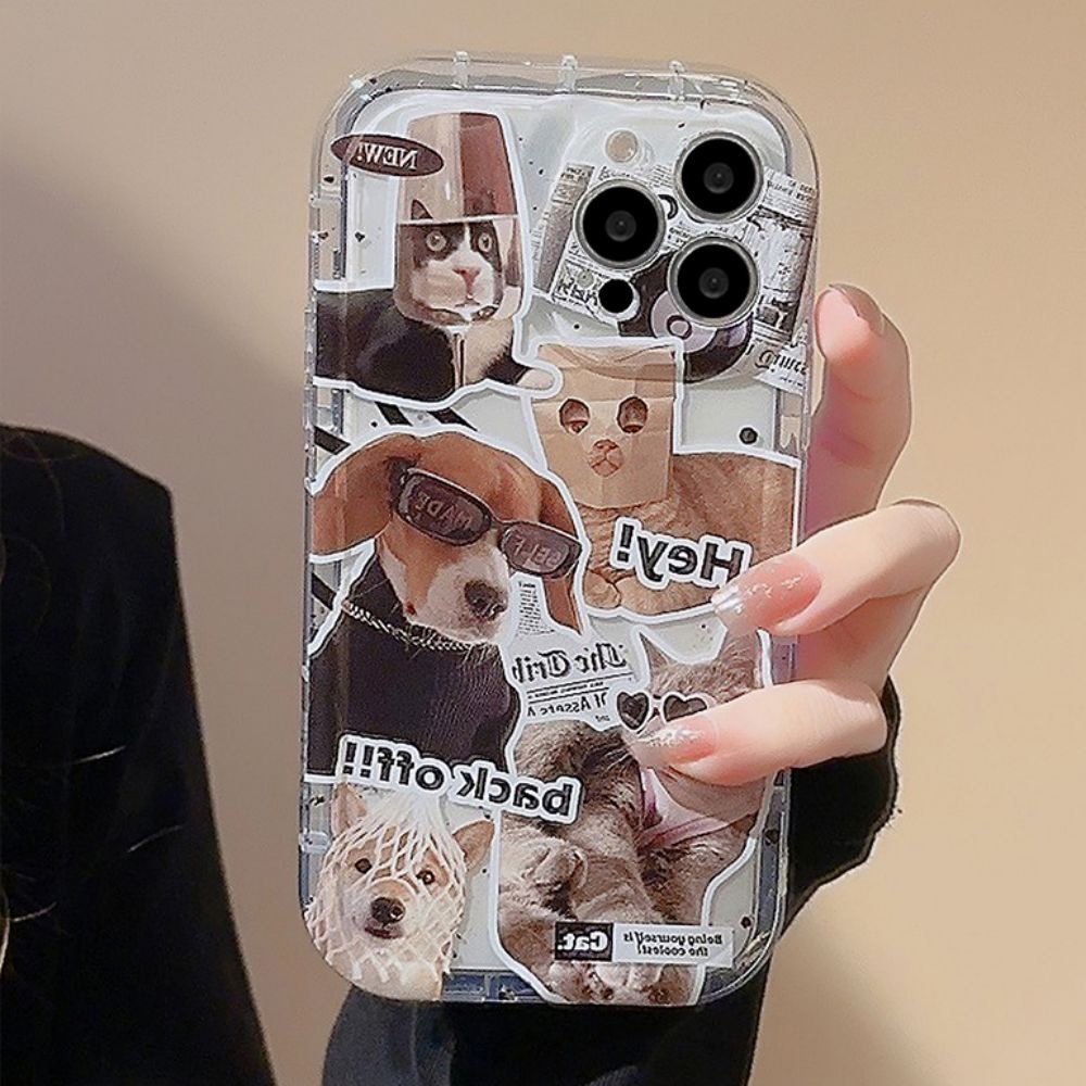 Ốp Điện Thoại TPU Mềm Chống Rơi Họa Tiết Cún Mèo Hoạt Hình Kiểu Retro Cho IPhone 11 14 13 12 Pro Max