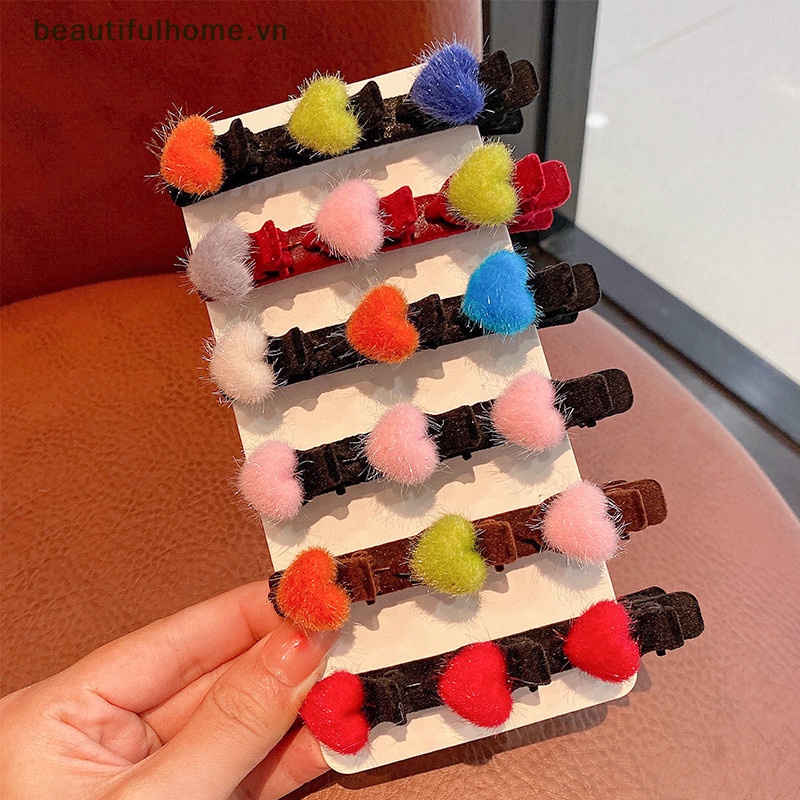 Kẹp Tóc Mái Hông Hình Trái Tim Màu Sắc Kẹo Ngọt Dành Cho Nữ