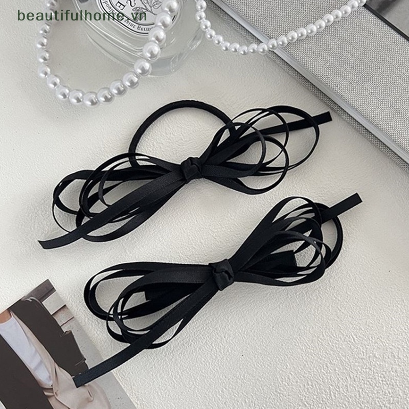 1 Kẹp Tóc Hình Nơ Ruy Băng Màu Đen Xinh Xắn Cho Nữ