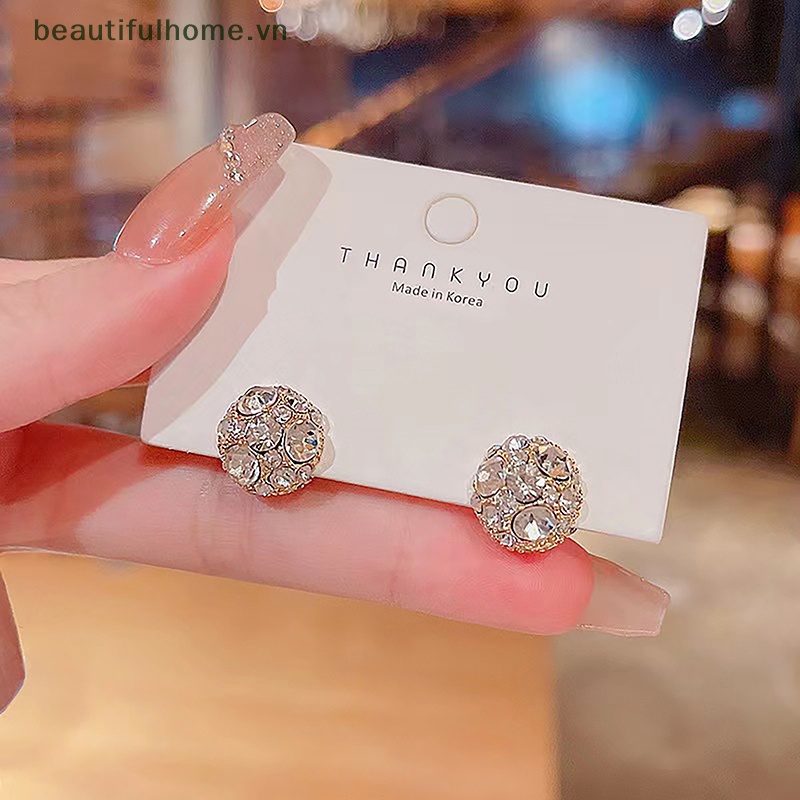 1 / 1 Cặp Bông Tai Nam Châm Đính Đá Zircon Màu Hồng Thiết Kế Thanh Lịch Sáng Tạo Cho Nữ