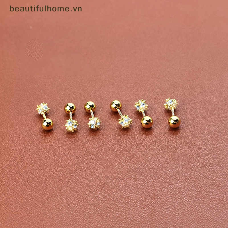 1 Đôi Bông Tai Hình Học Xoắn Ốc Đính Đá Zircon Thời Trang Cho Nữ