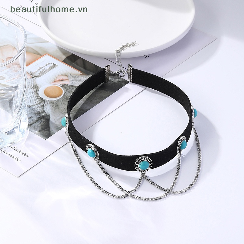 Vòng Cổ Choker Nhung Đen Nhiều Lớp Phong Cách Gothic Cổ Điển Cho Nữ