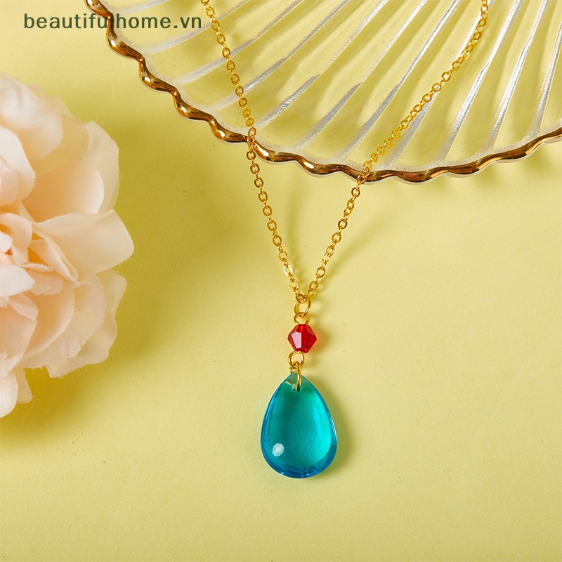 [beautifulhome] Vòng cổ Pha Lê Hình Giọt Nước Màu Xanh Dương Đơn Giản Phụ Kiện Hóa Trang Làm Đẹp Cho Nữ