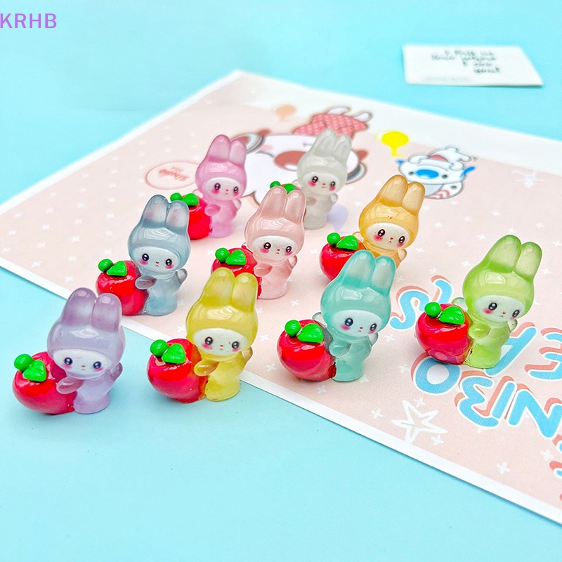 Set 2 Phụ Kiện Trang Trí Nghệ Thuật DIY Hình Chú Thỏ Bằng Nhựa Resin Màu Dạ Quang Xinh Xắn Mới